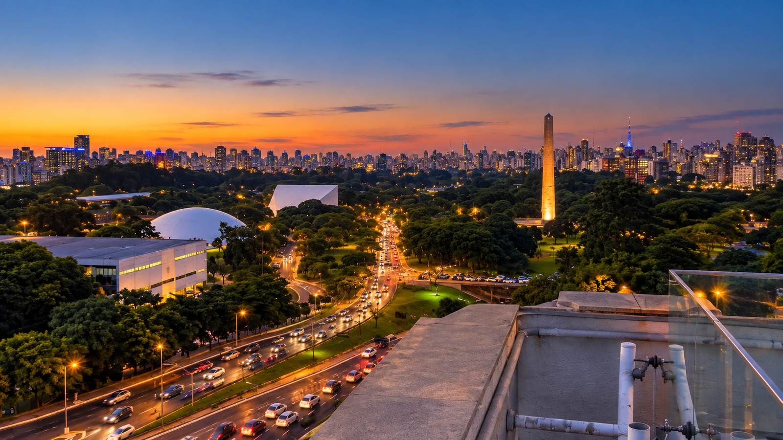 Mirante do MAC USP com vista para o Parque Ibirapuera em São Paulo